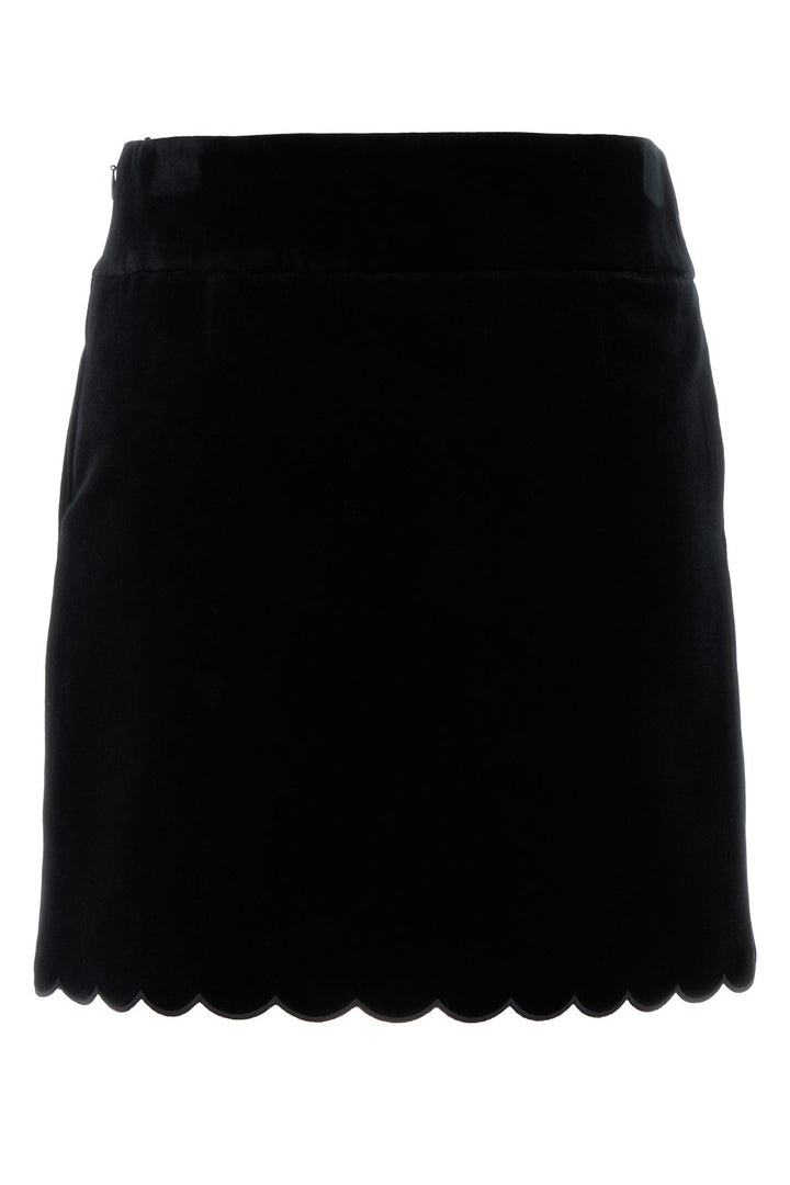 Black velvet mini skirt