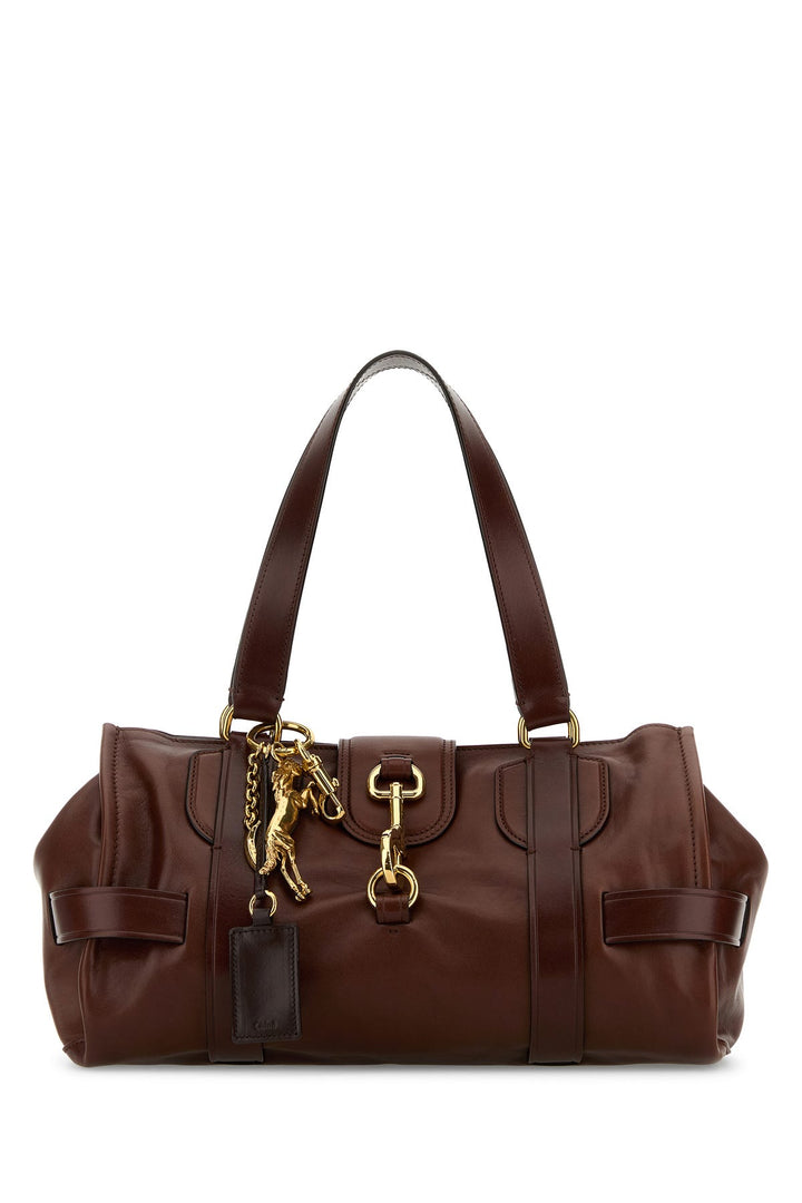 Brown leather Kerala 25 shopping bag