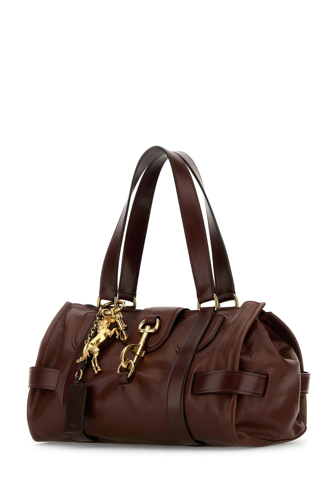 Brown leather Kerala 25 shopping bag