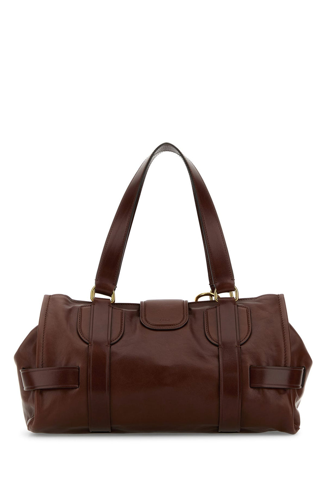 Brown leather Kerala 25 shopping bag