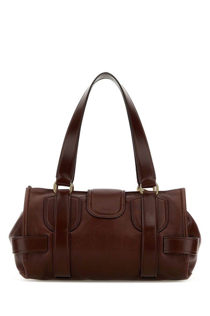 Brown leather Kerala 25 shopping bag