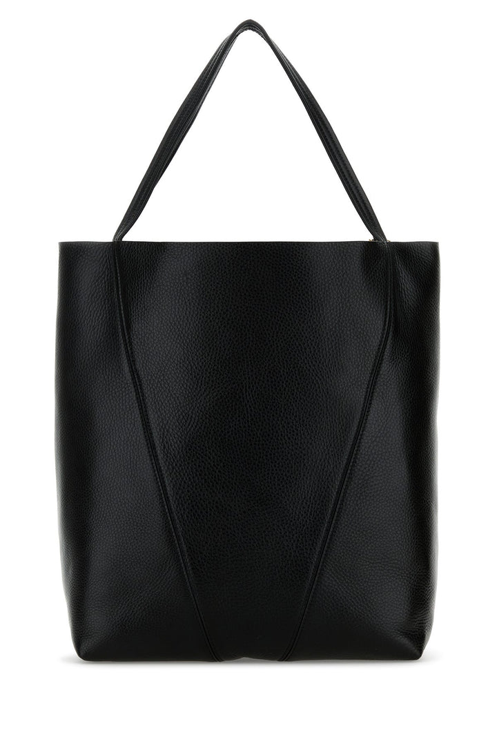 Black leather large Spin shopping bag