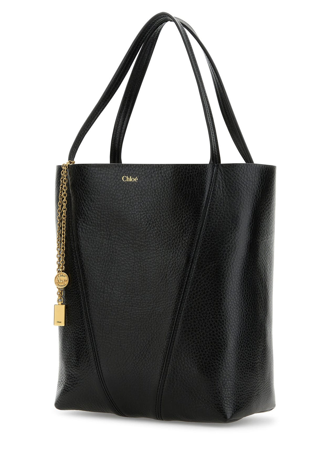 Black leather Spin shopping bag