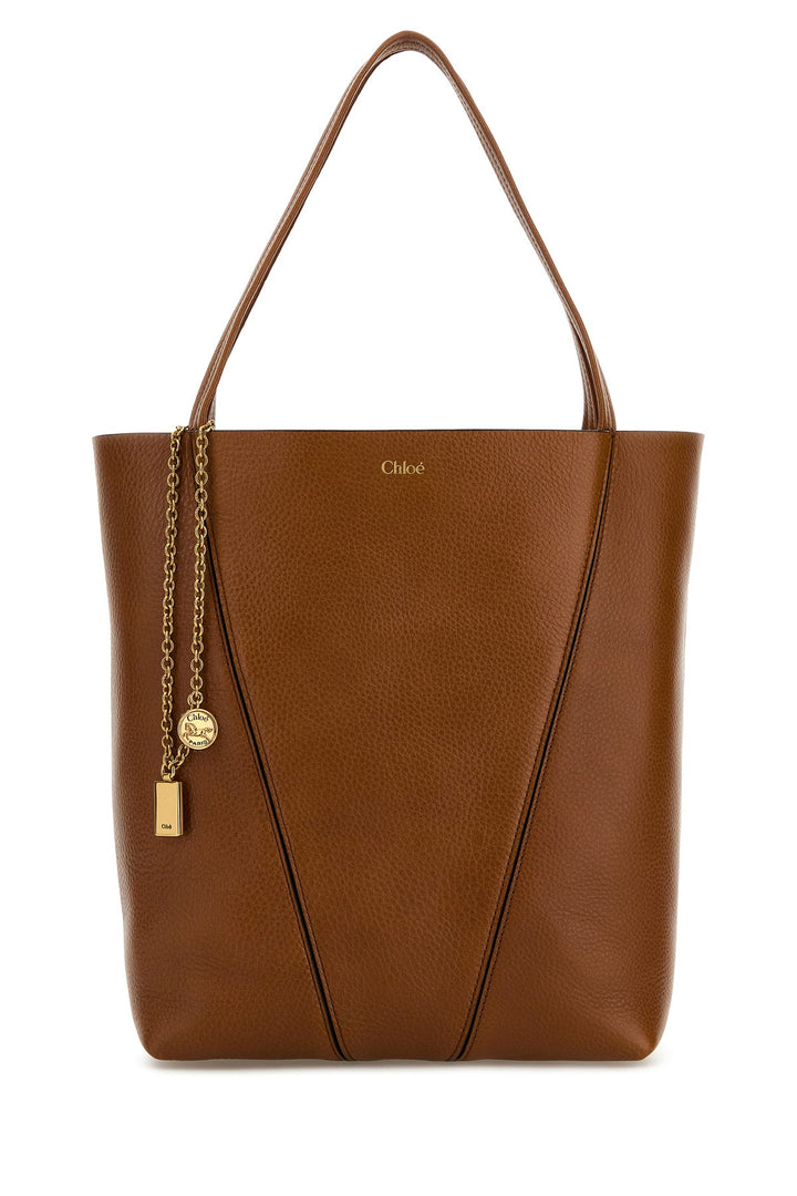 Caramel leather Spin shopping bag