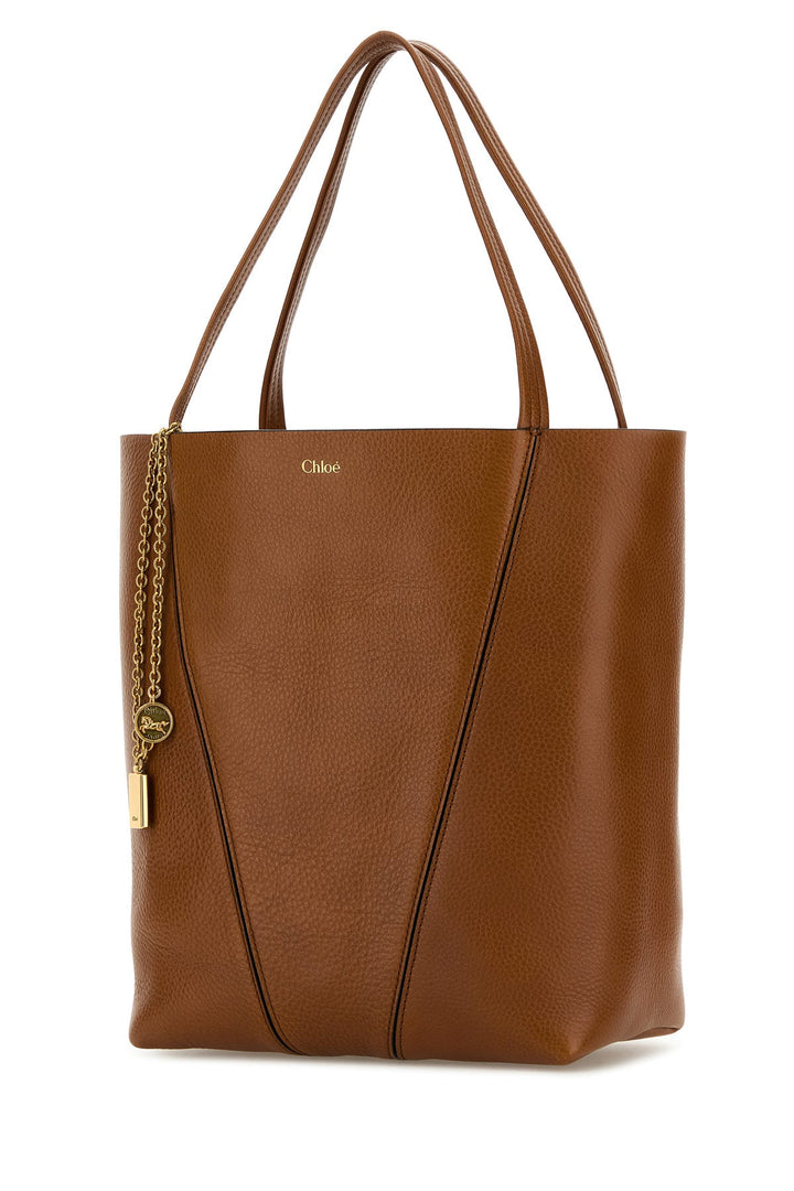 Caramel leather Spin shopping bag