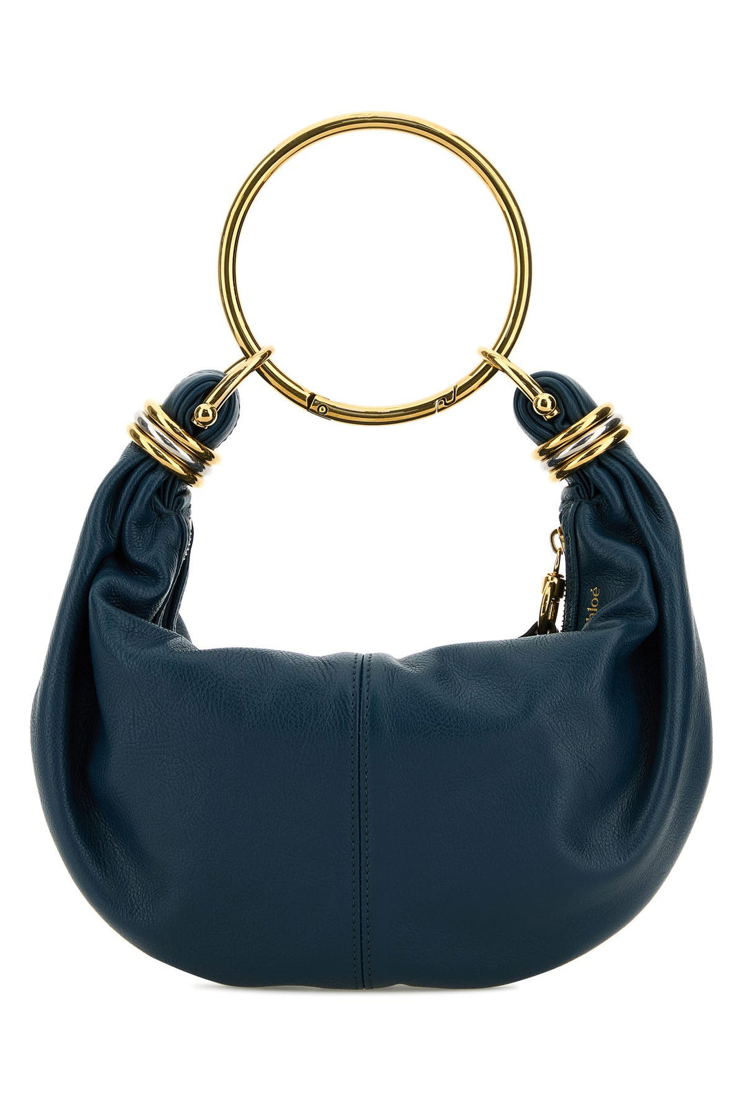 Petrol blue leather Bracelet handbag