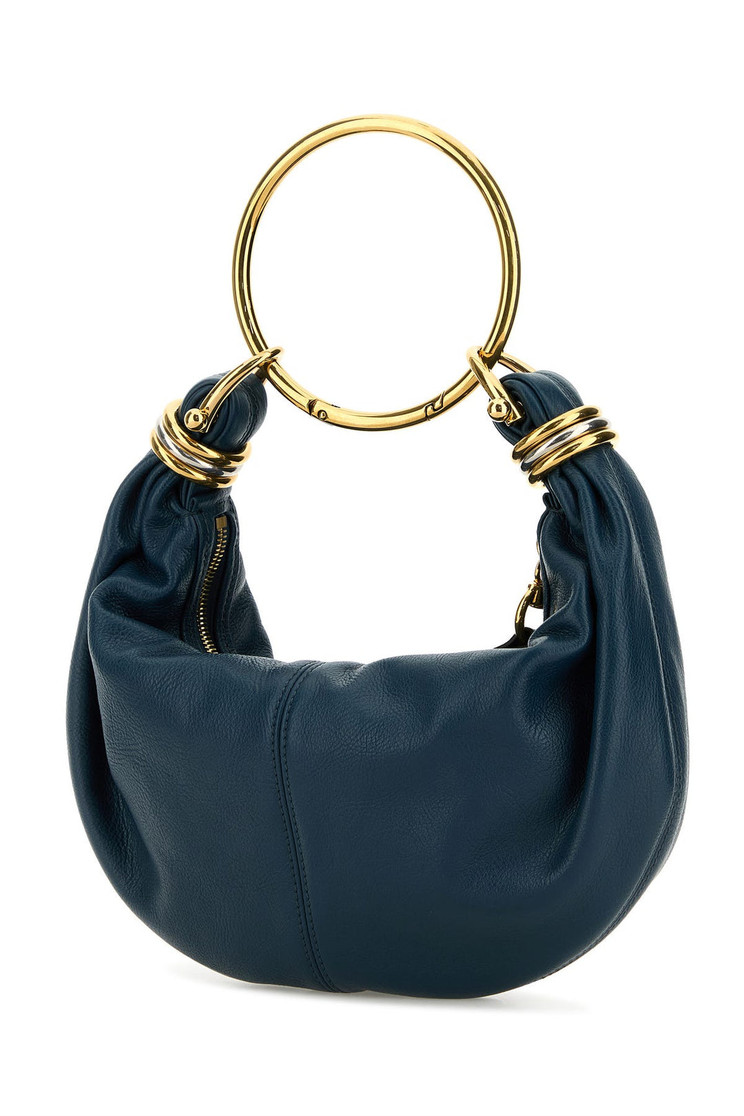 Petrol blue leather Bracelet handbag