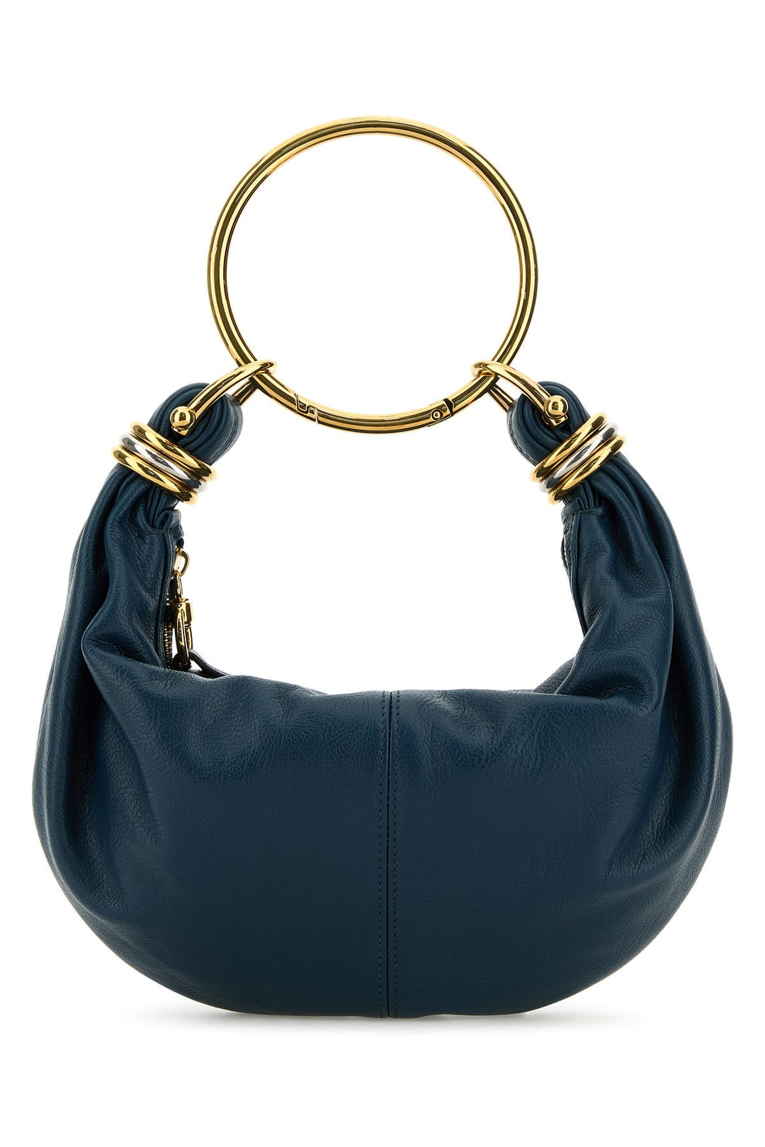 Petrol blue leather Bracelet handbag