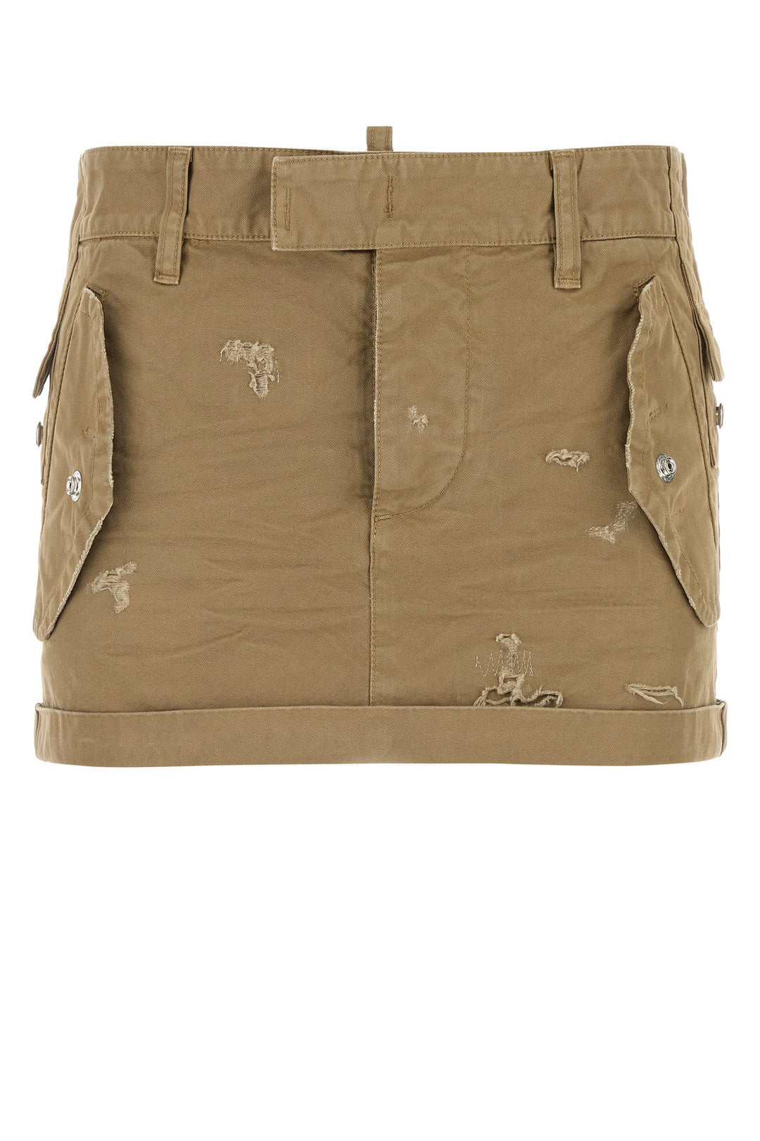 Khaki canvas mini skirt