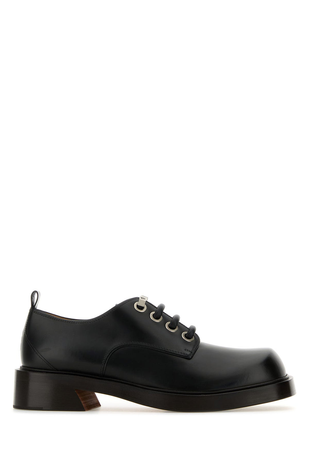 Black leather lace-up shoes