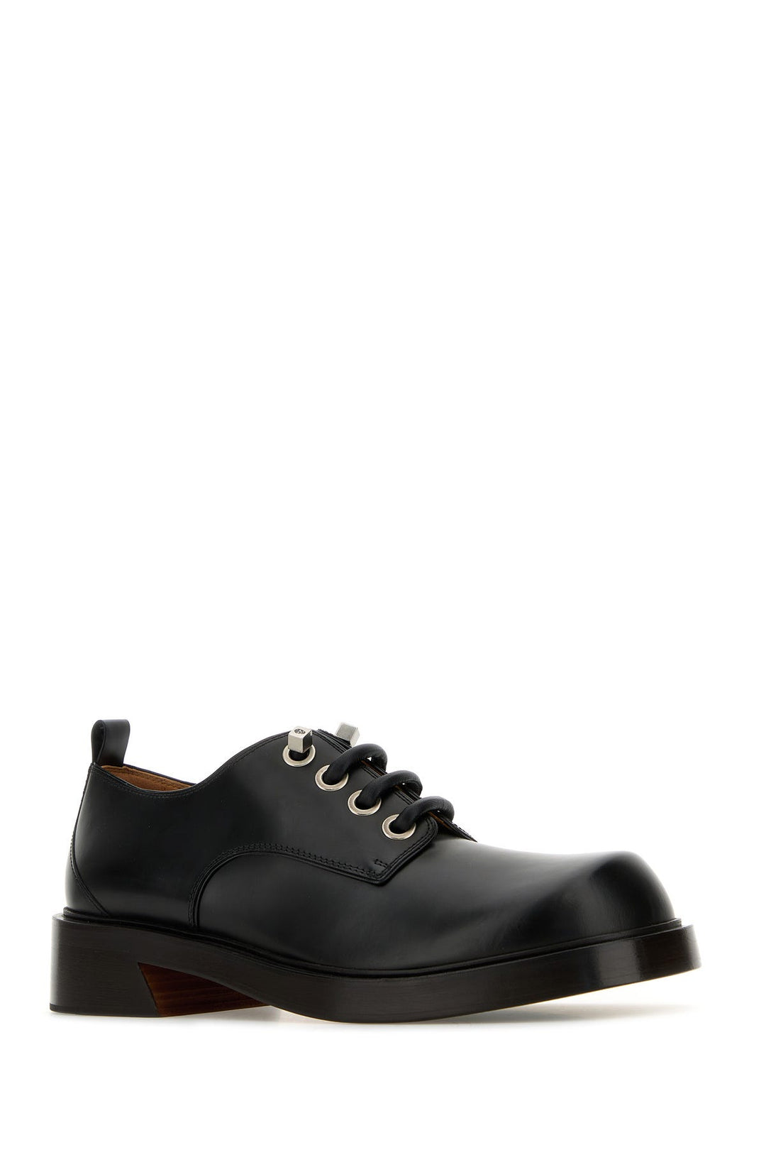 Black leather lace-up shoes