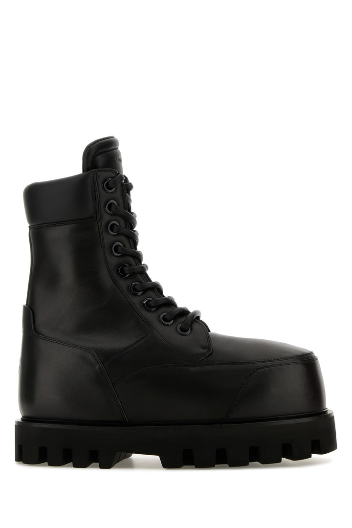 Black leather ankle boots