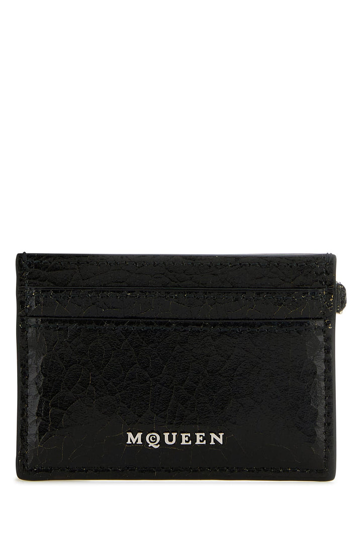 Black leather card holder