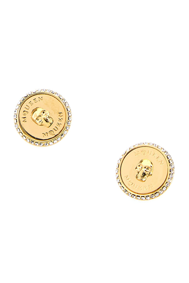 Gold metal Sovereign Skull earrings