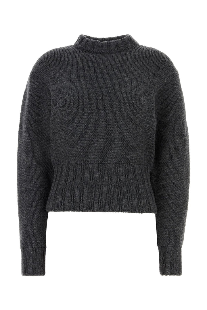 Melange dark grey stretch wool blend sweater