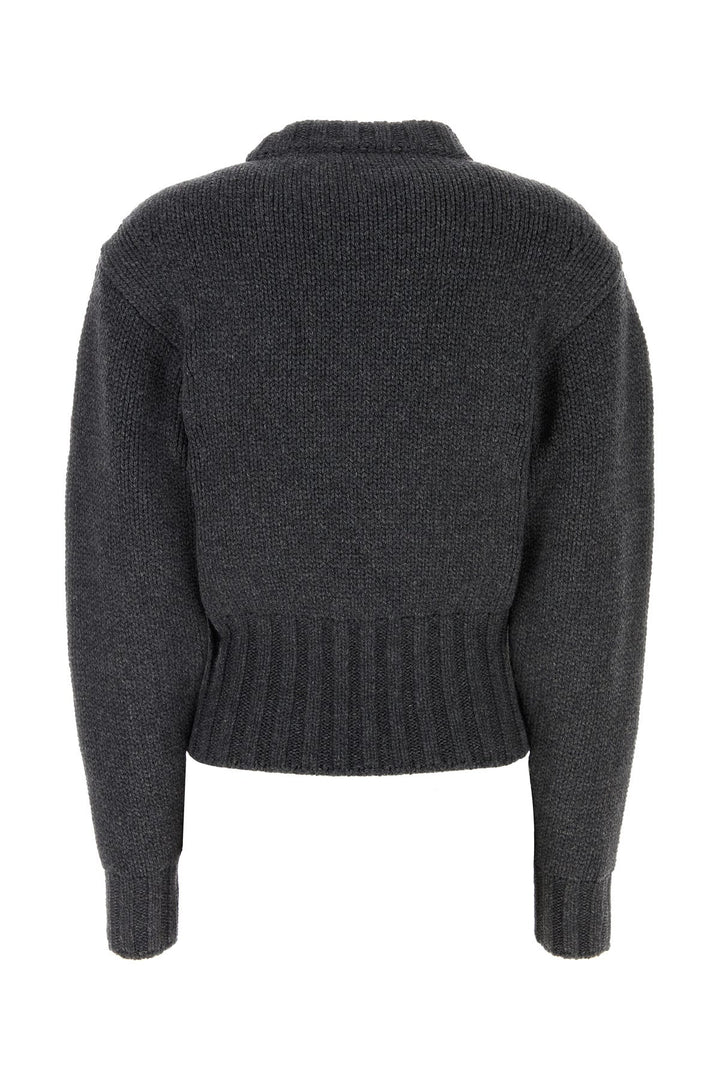 Melange dark grey stretch wool blend sweater