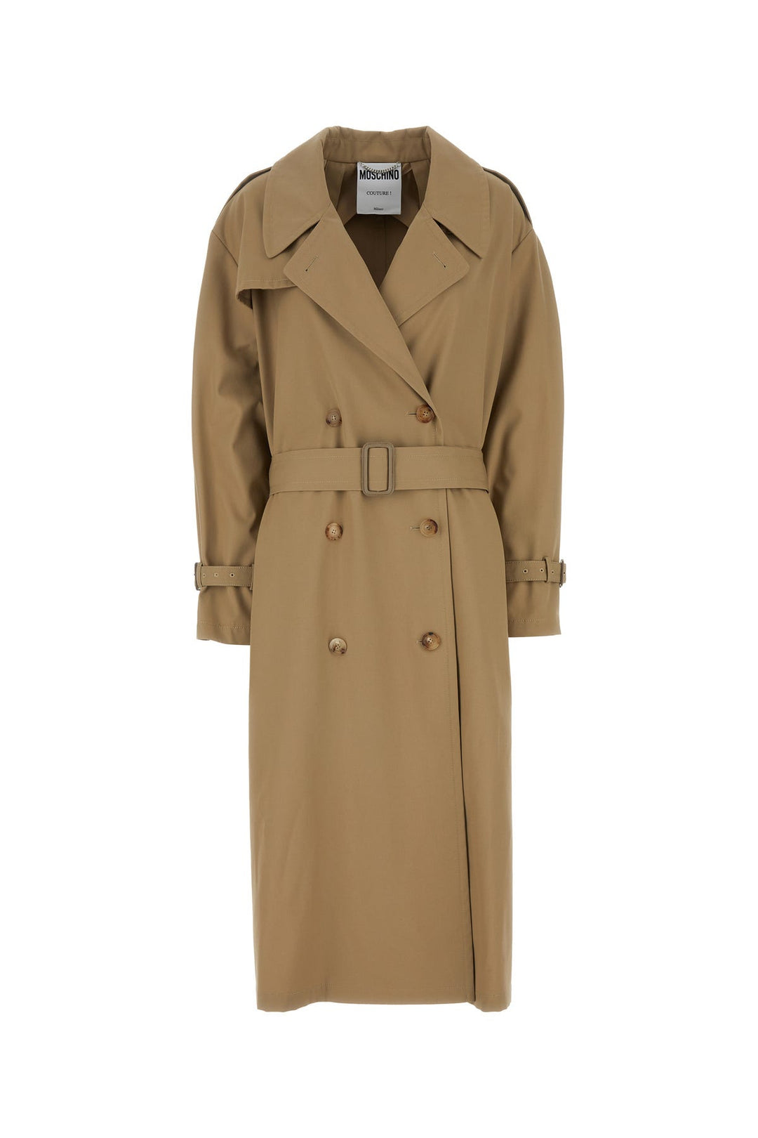 Beige gabardine oversize trench coat