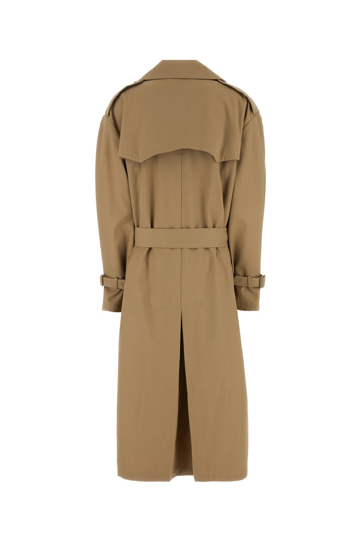 Beige gabardine oversize trench coat