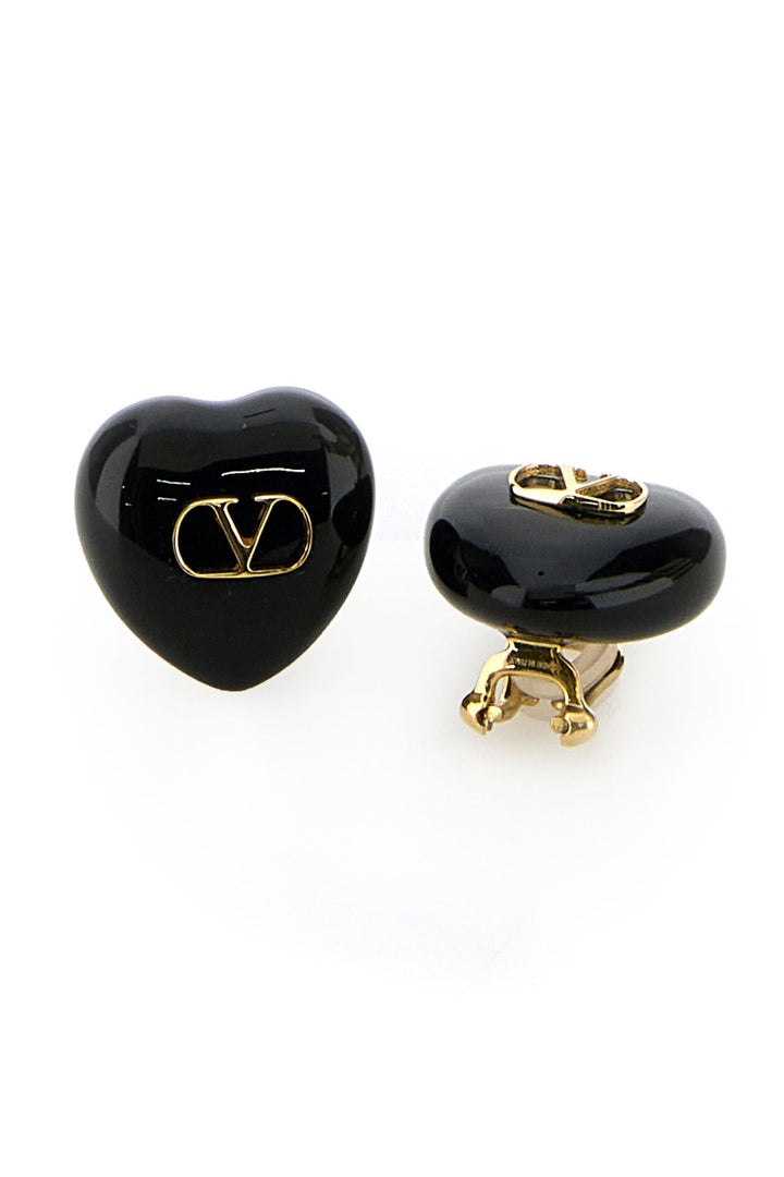 Black enamel and metal Coeur Royal earrings