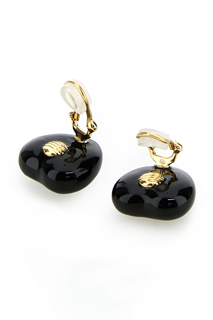 Black enamel and metal Coeur Royal earrings