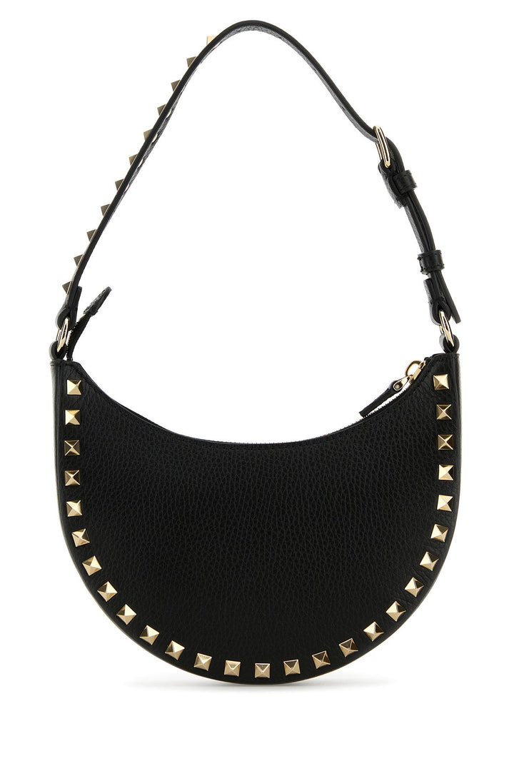 Black leather Rockstud handbag