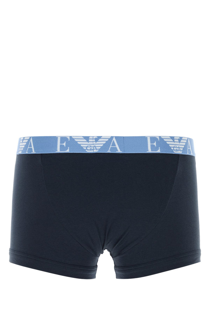 Dark blue stretch cotton boxer set