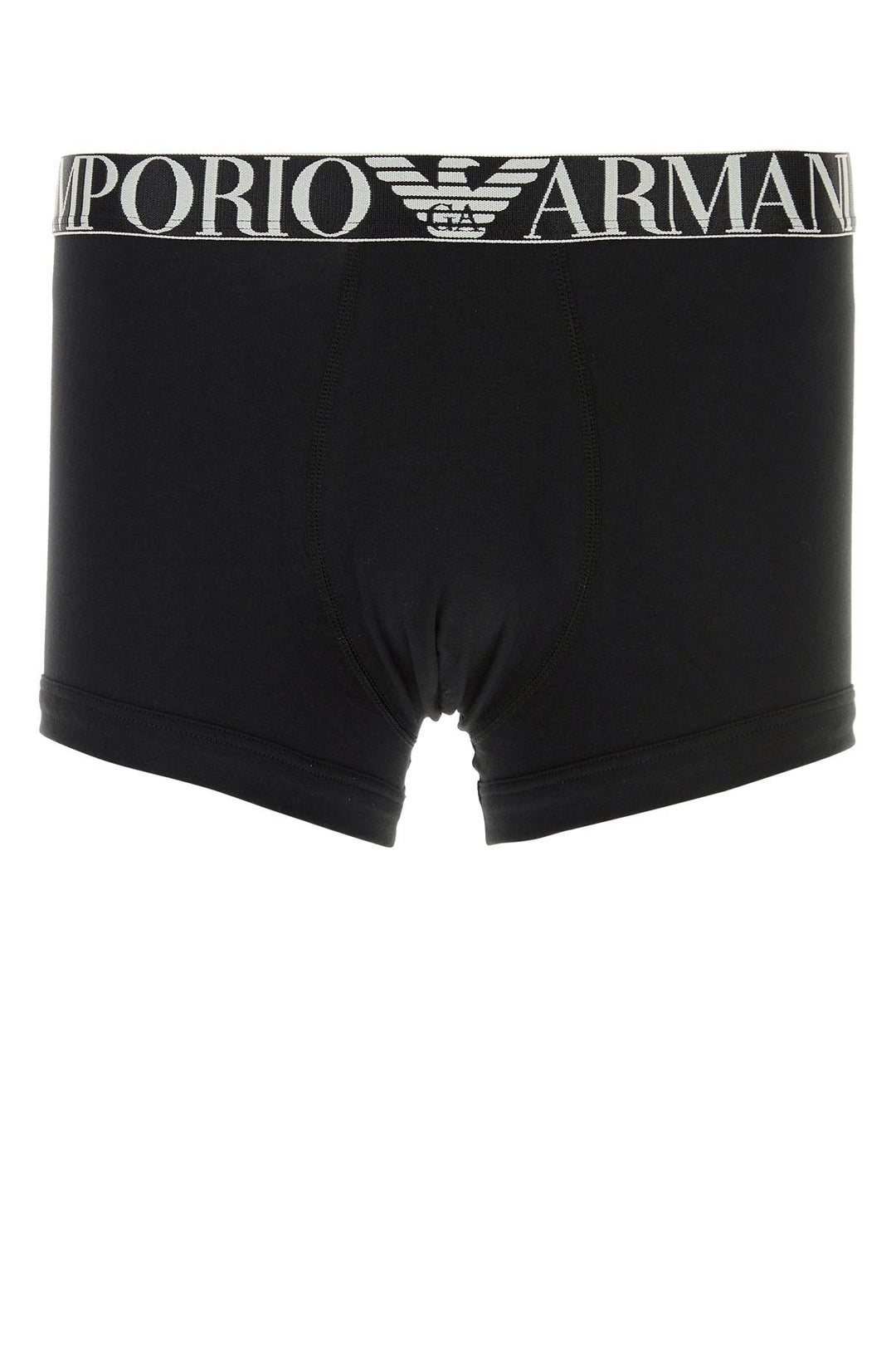 Black stretch cotton boxer set