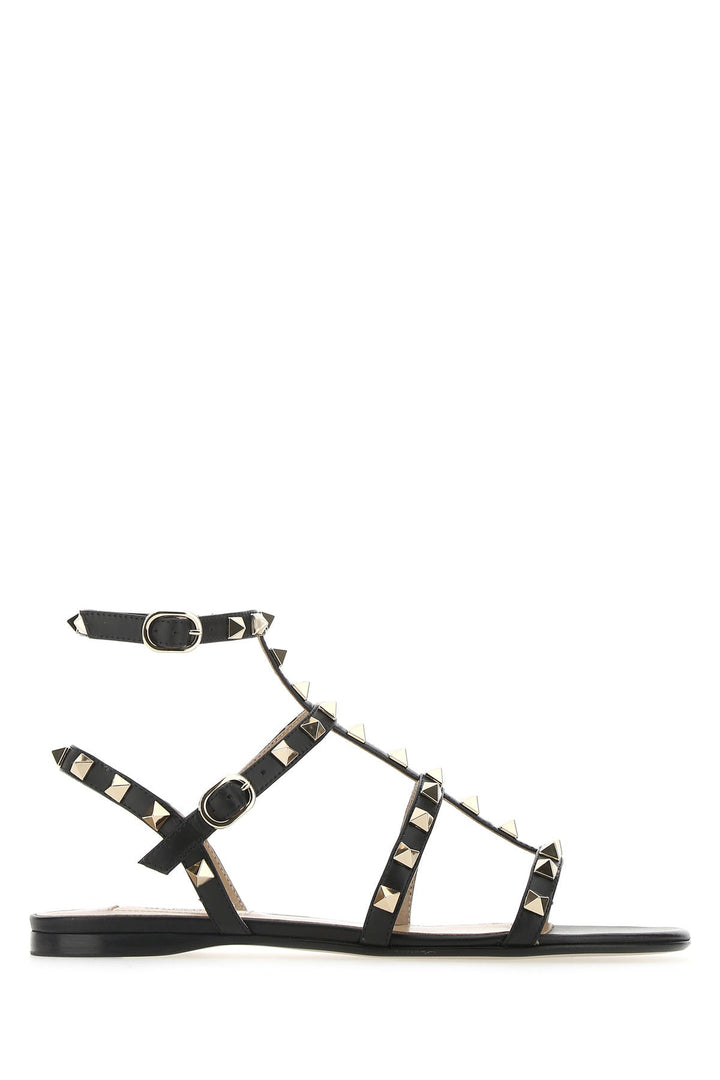 Black leather Rockstud sandals