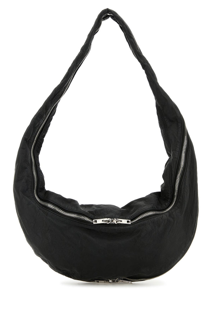 Black leather Twisty crossbody bag