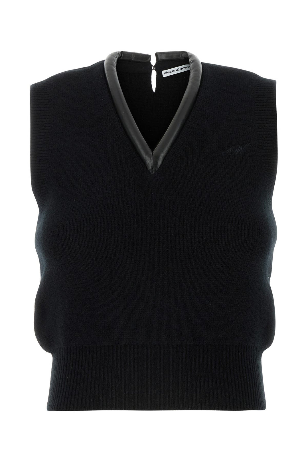 Black stretch wool blend vest