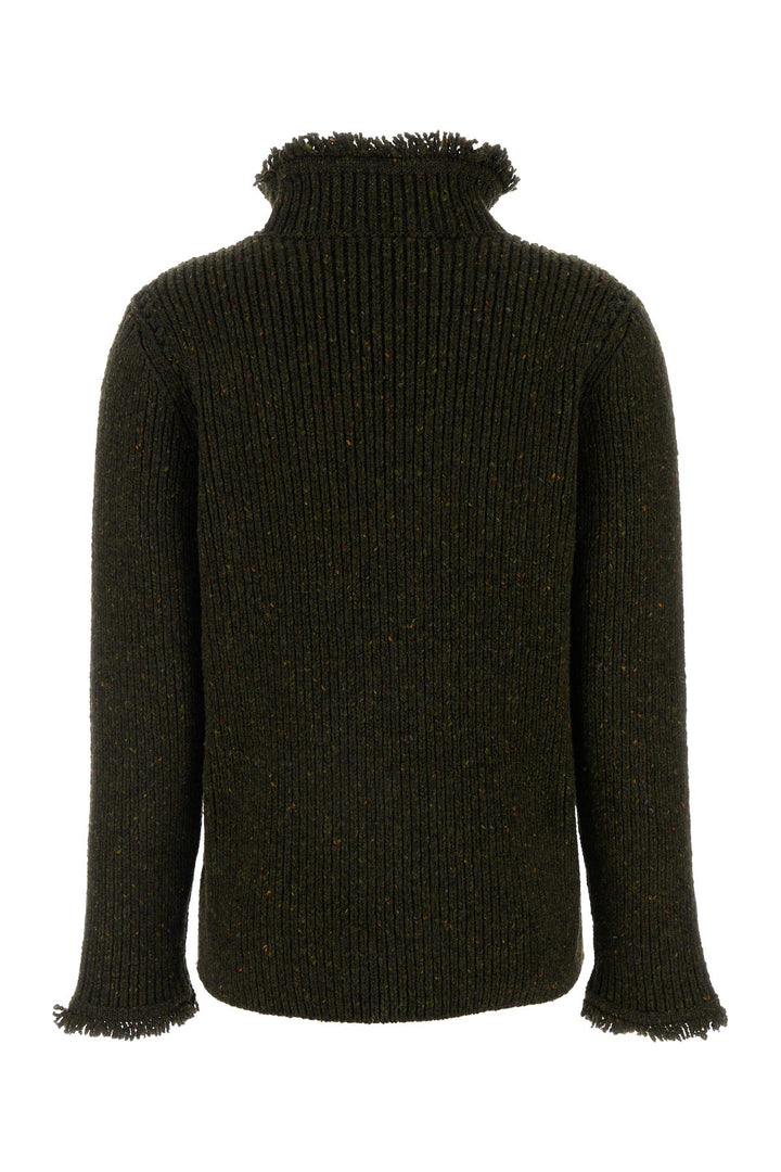 Melange bottle green wool sweater