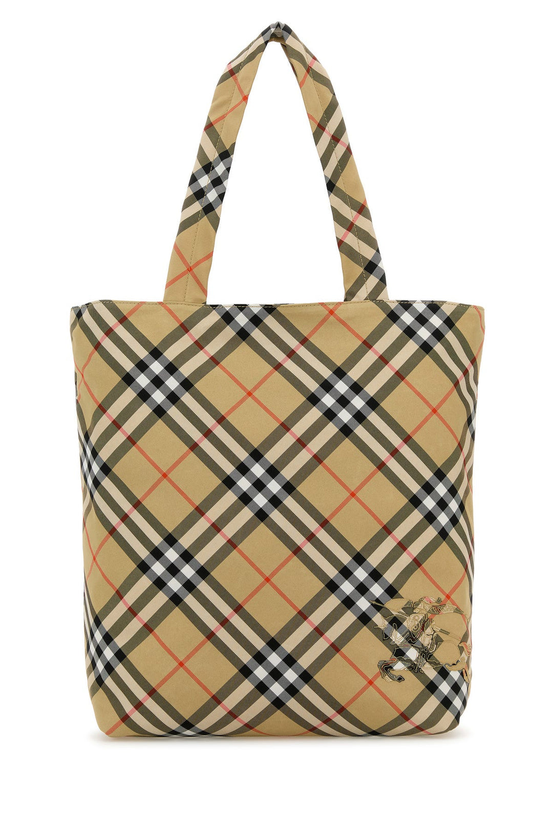 Embroidered canvas Check shopping bag