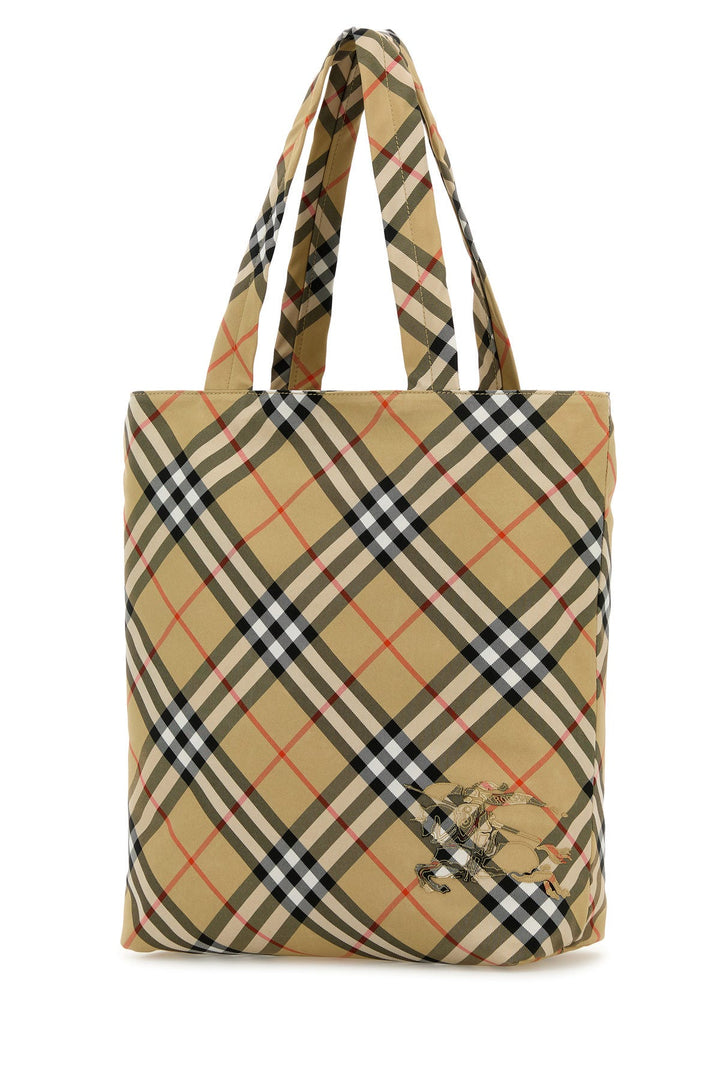 Embroidered canvas Check shopping bag