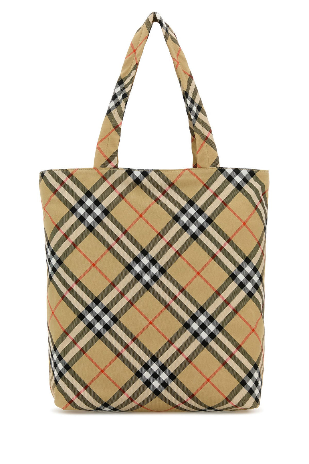 Embroidered canvas Check shopping bag