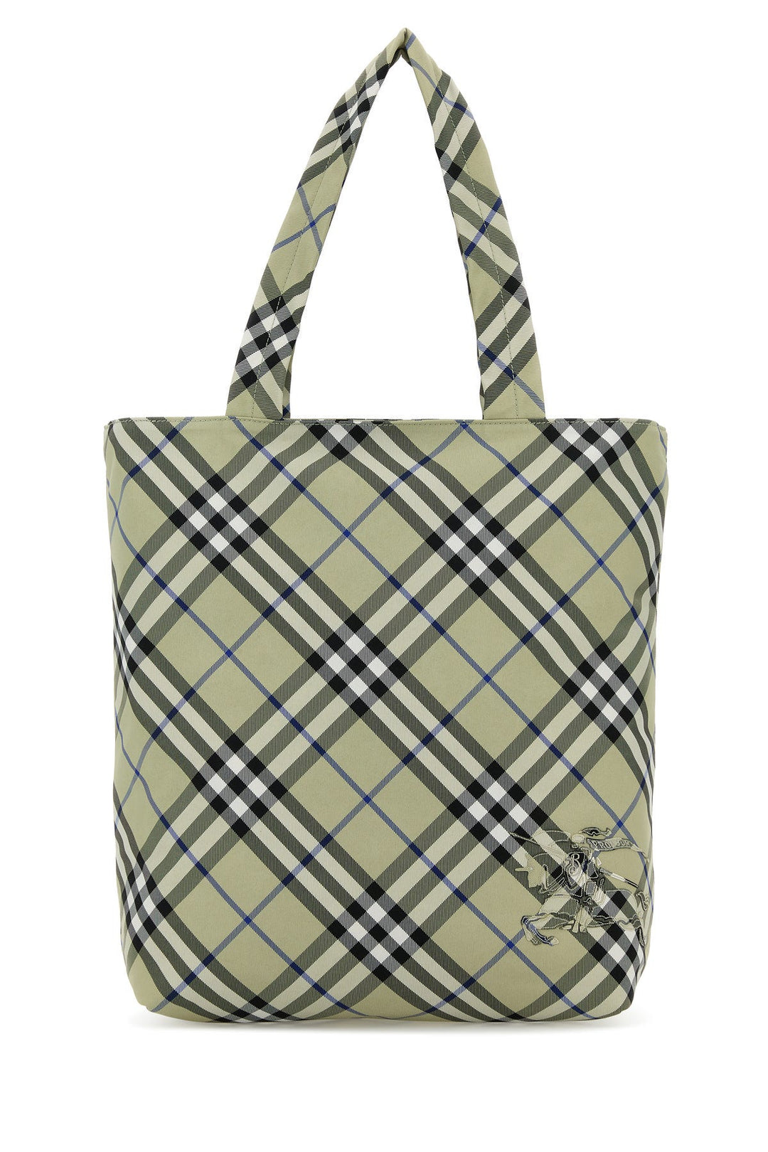 Embroidered canvas Check shopping bag