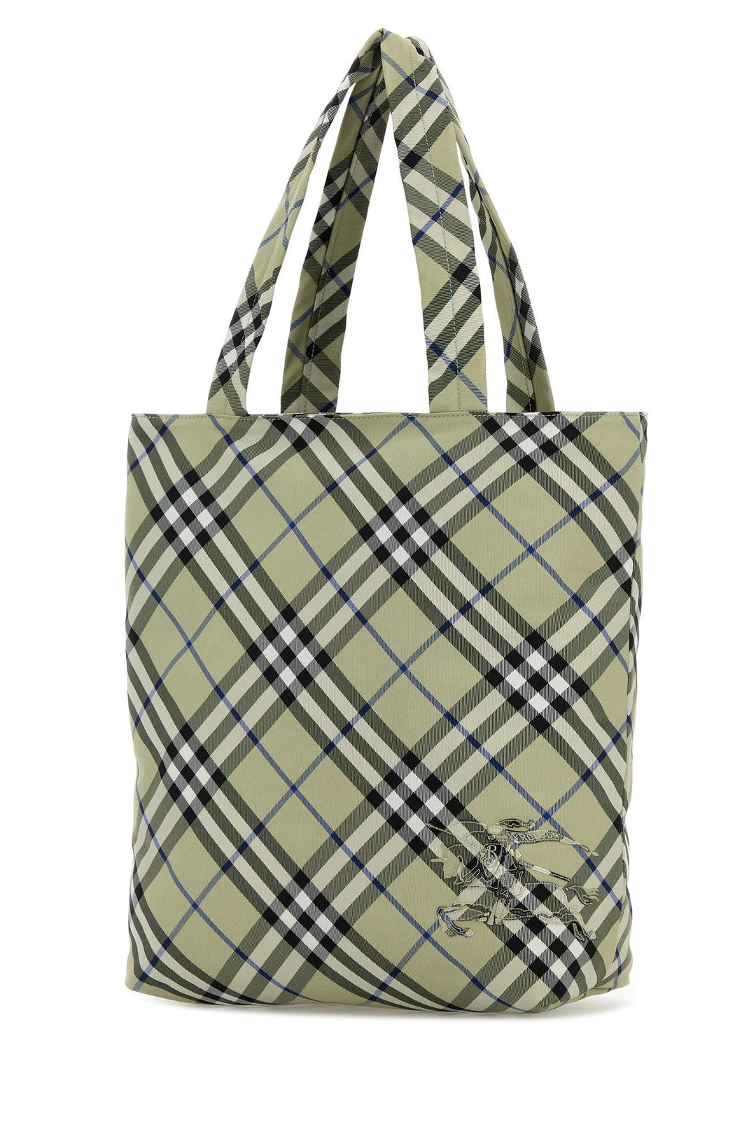 Embroidered canvas Check shopping bag