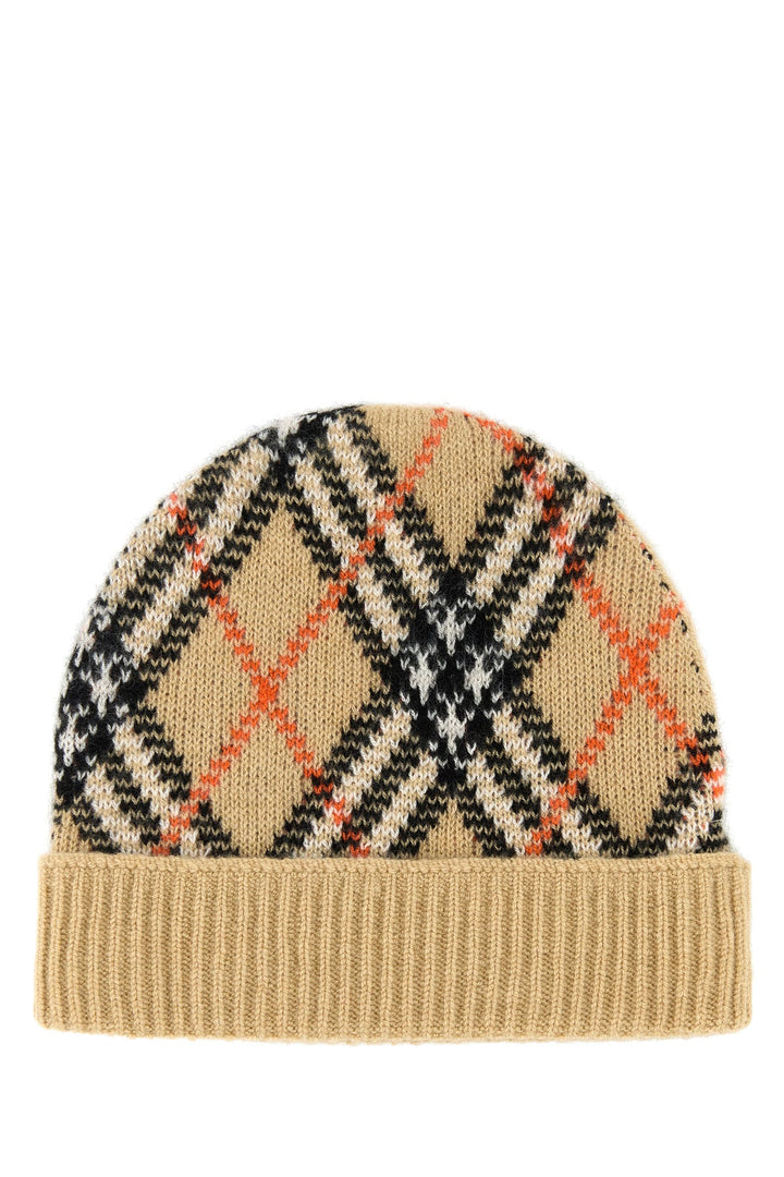 Embroidered cashmere blend beanie hat