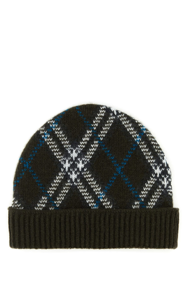 Embroidered cashmere blend beanie hat