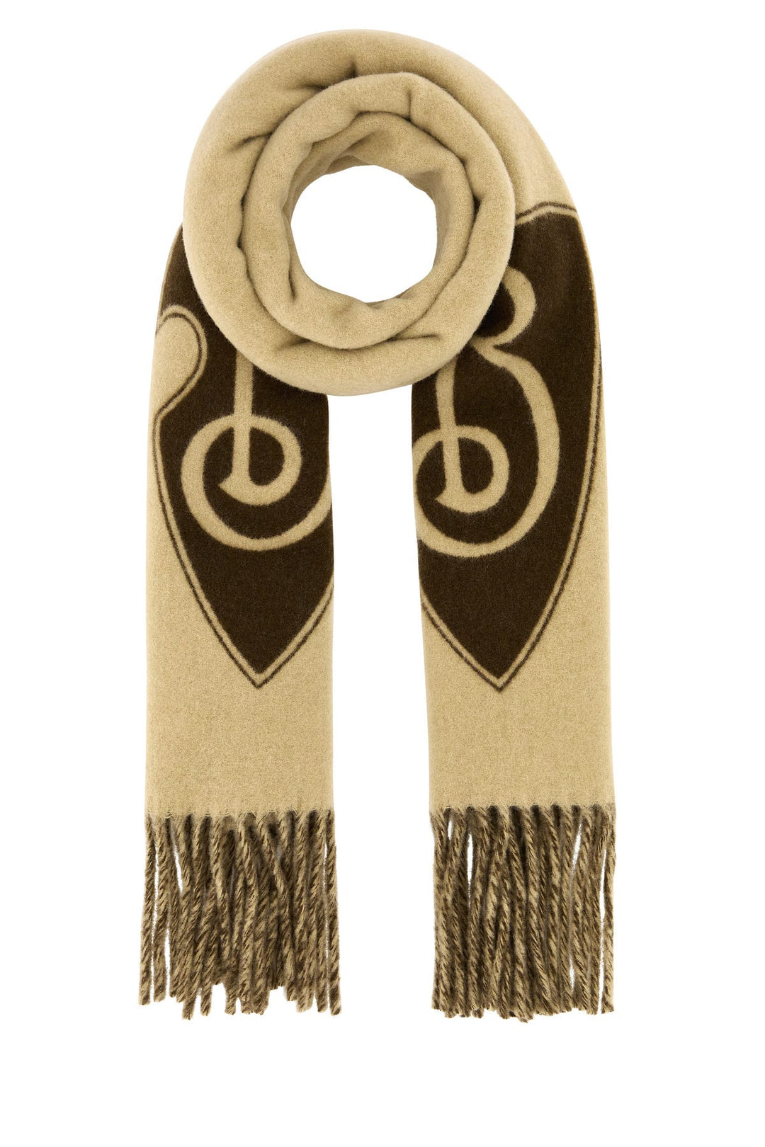 Beige wool blend scarf