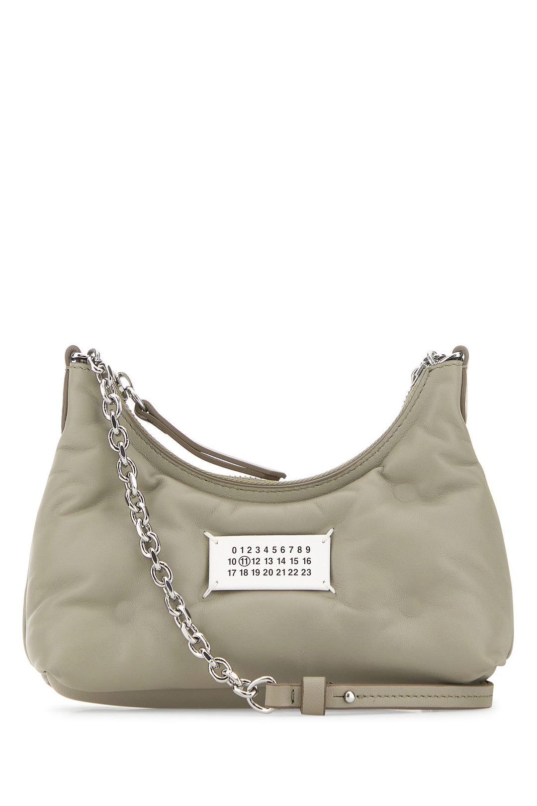 Light grey nappa leather micro Glam Slam Hobo shoulder bag