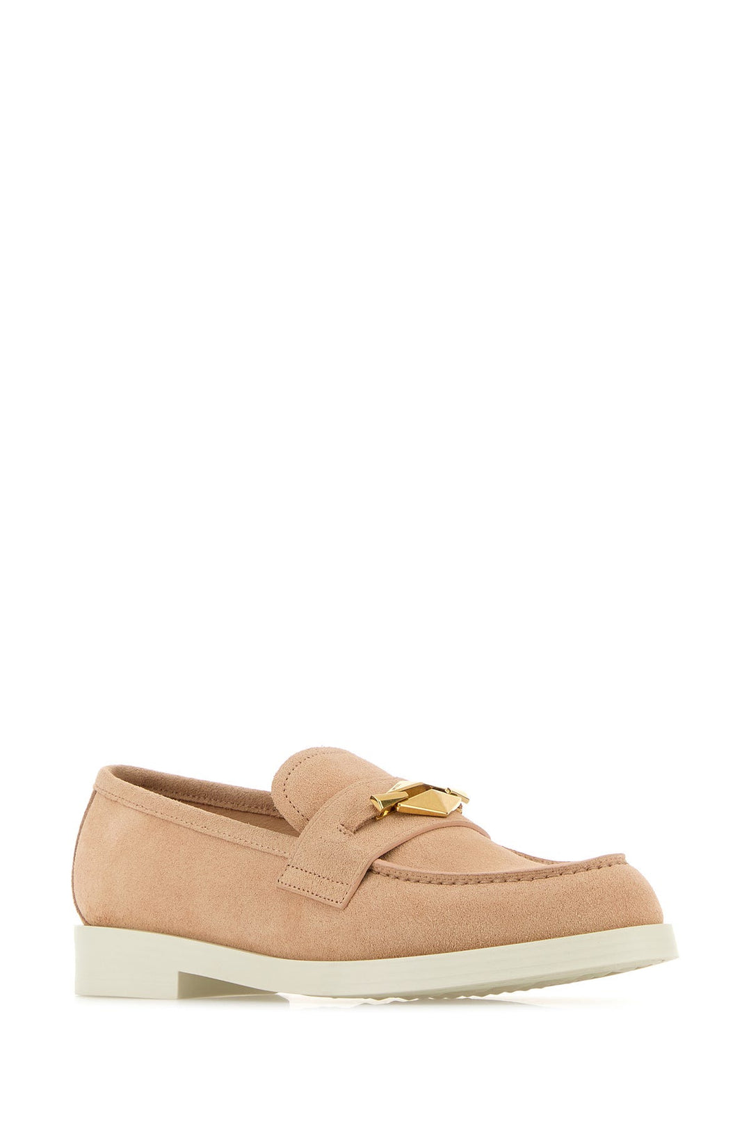 Pink suede Maddie Diamond loafers