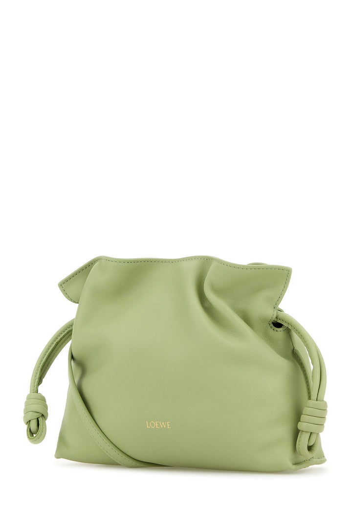 Pastel green nappa leather Flamenco clutch