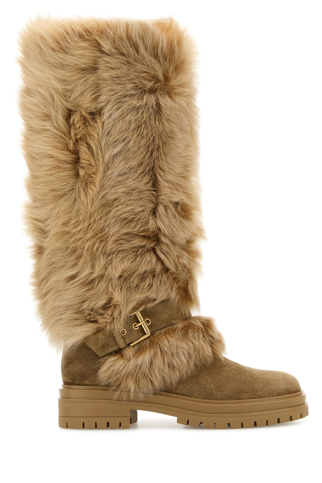 Camel suede and fur Maverick boots