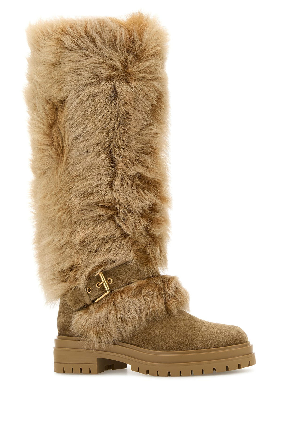 Camel suede and fur Maverick boots