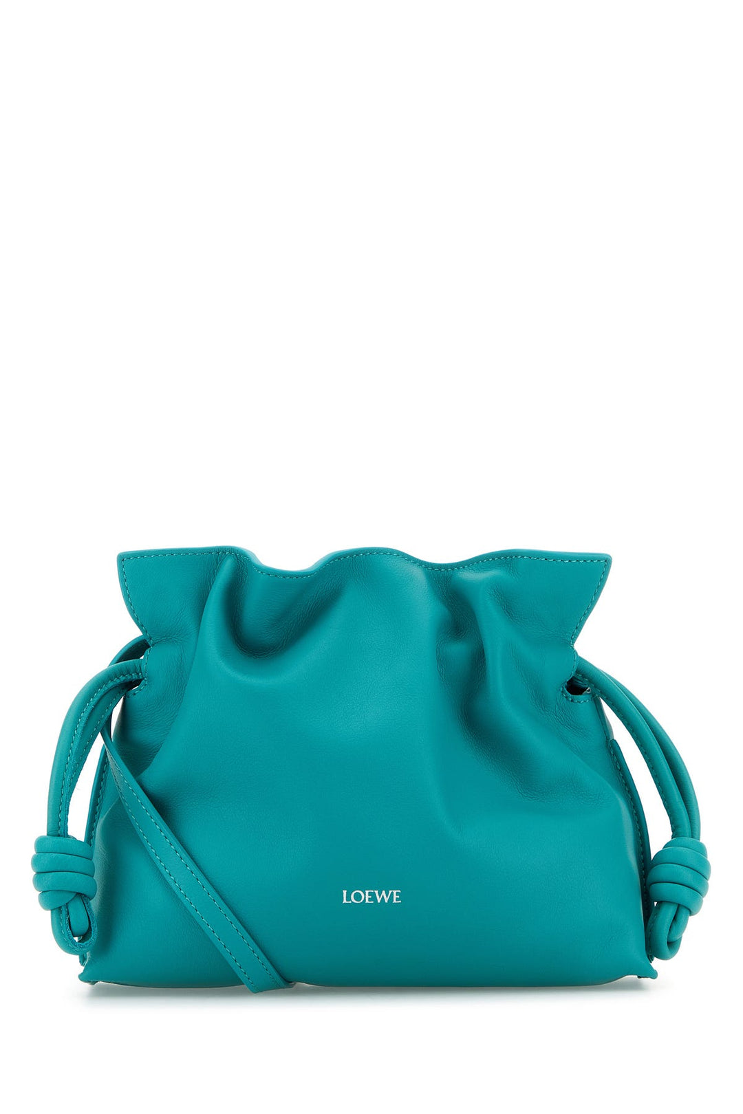 Turquoise nappa leather Flamenco clutch