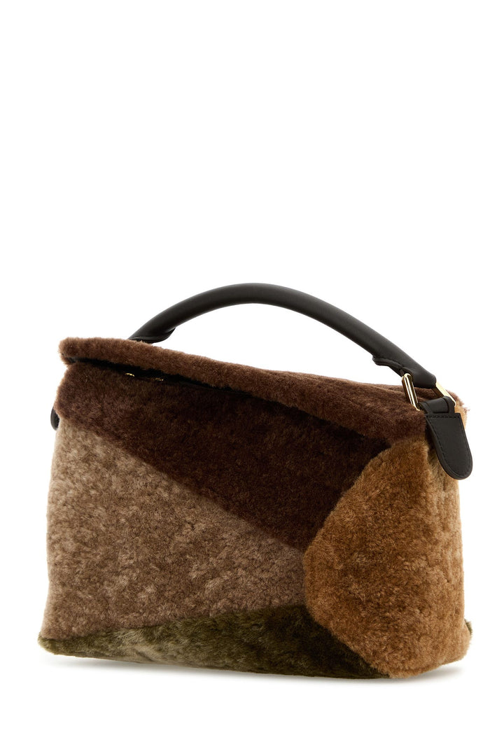 Multicolor shearling small Puzzle handbag