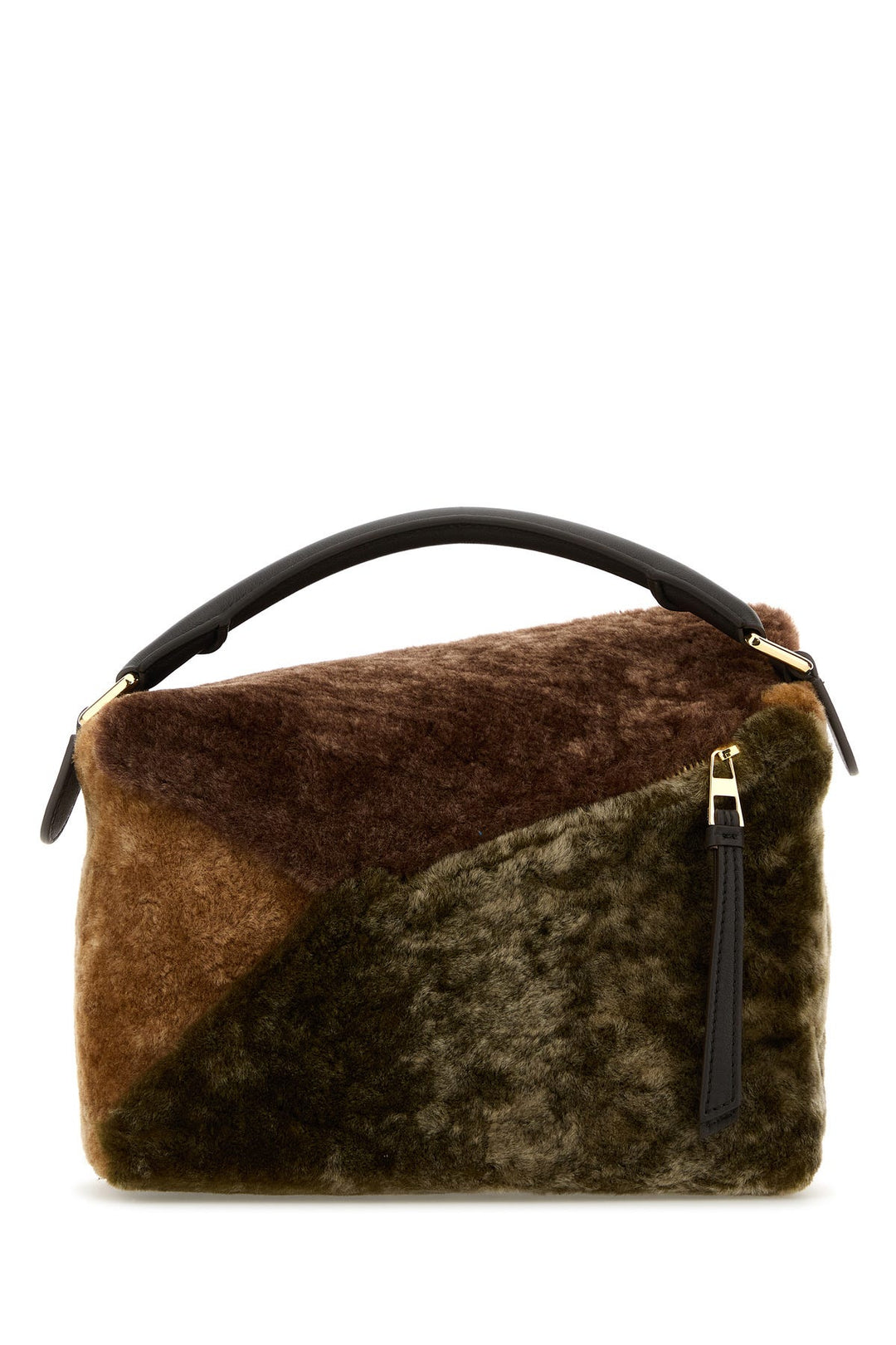 Multicolor shearling small Puzzle handbag