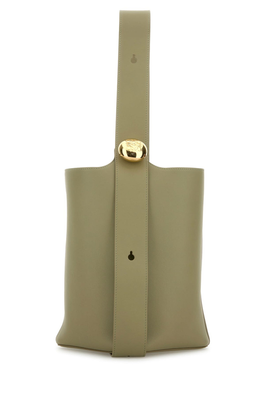 Sage green leather medium Pebble bucket bag