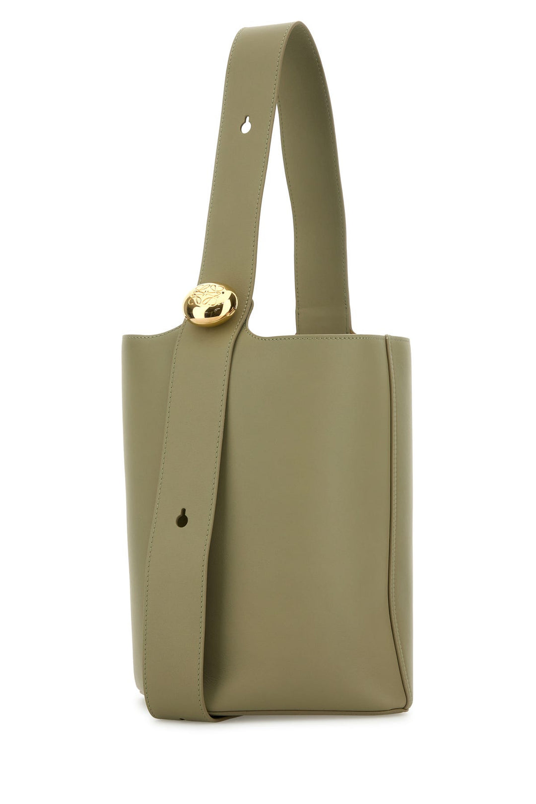 Sage green leather medium Pebble bucket bag