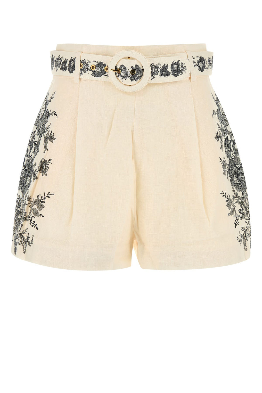 Cream linen shorts